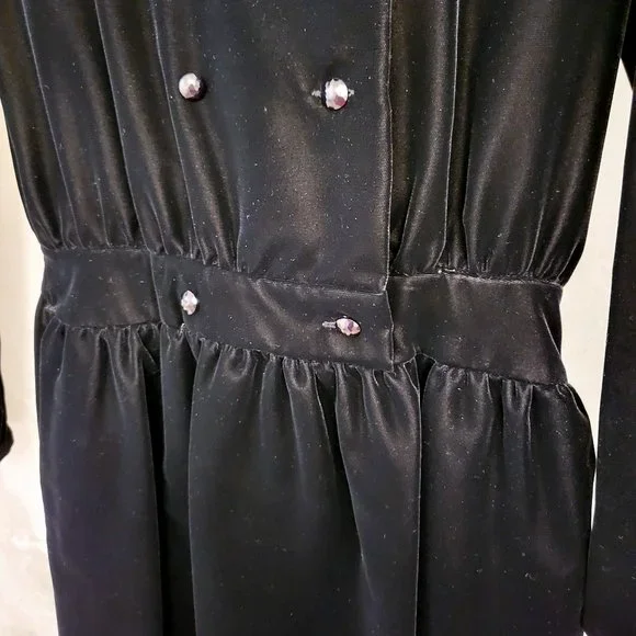 RARE Vintage Valentino Black Velvet Midi Dress, Italian size 44 - Picture 9 of 15